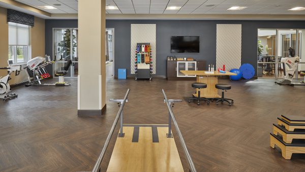 Within our physical therapy and occupational therapy gym our team works to inspire our patients to attain their goals and to reach their higher level of independence.